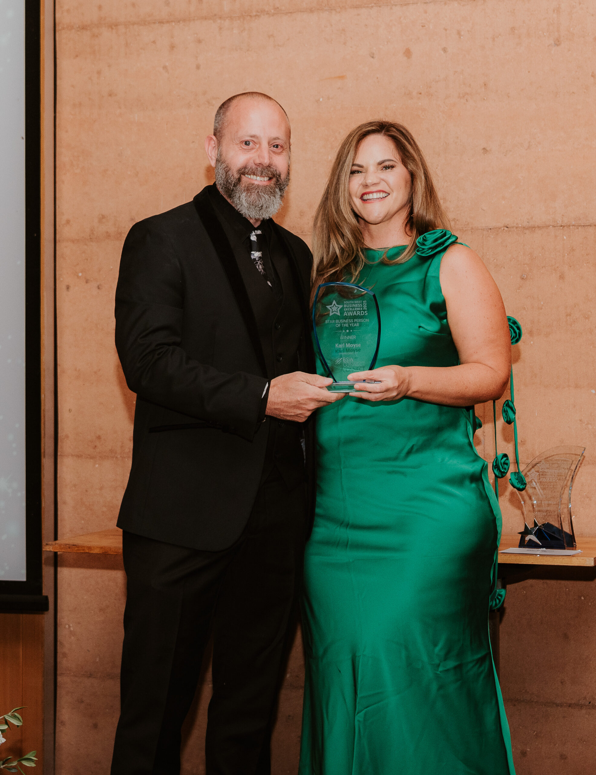 Karl Moyse receiving the BSW Connect Star Business Person of the Year Award for 2025